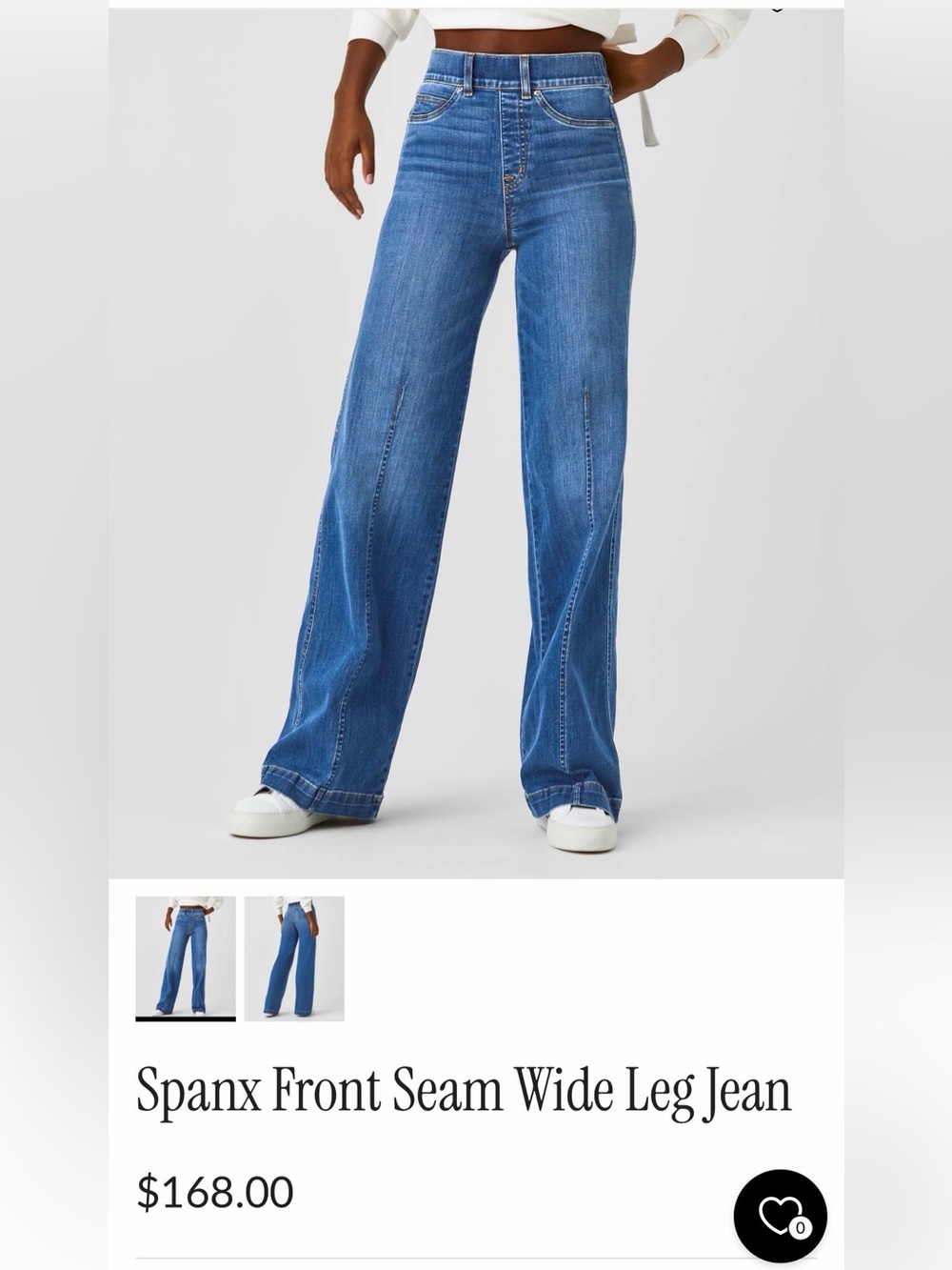SPANX Blue Wide-Leg Front Seam Jeans